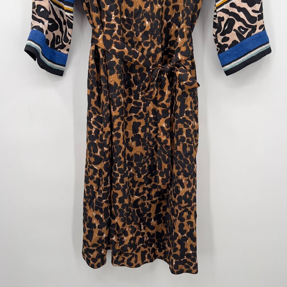 Kobi Halperin Luxury Cocktail Leopard Print Medi Dress Color Block Sleeves M - Picture 4 of 14